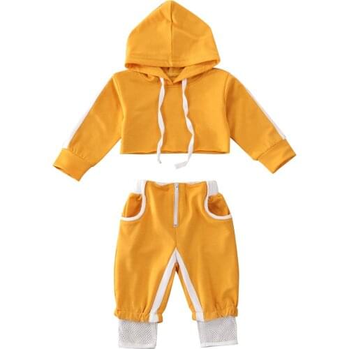 2020 New Spring 0-24M Toddler Infant Baby Girls Sport Clothes Hood Crop Tops Pants Tracksuit Sports Autumn Outfit Set