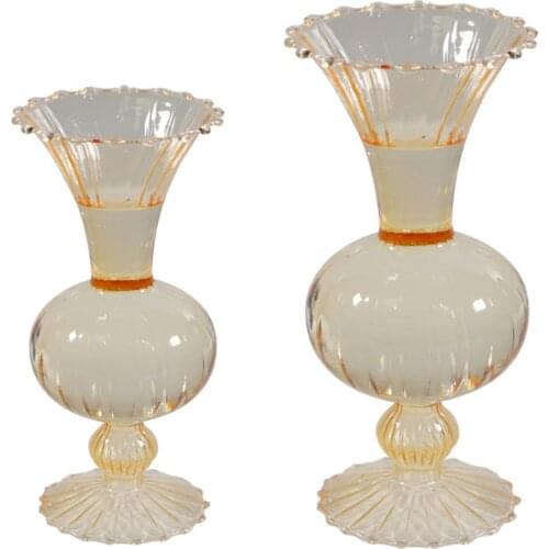 Vintage Flower Arrangement Vase Art Amber Furnishing Articles Stripe Hydroponic Plant Home Decor Transparent Tabletop Bottles