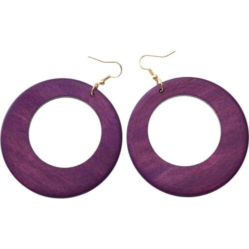 YULUCH Novelty Natural Wood Cutout Pendant Earrings for Women 6 Colors Elegant Party Jewelry 1 Pair Art Accessories