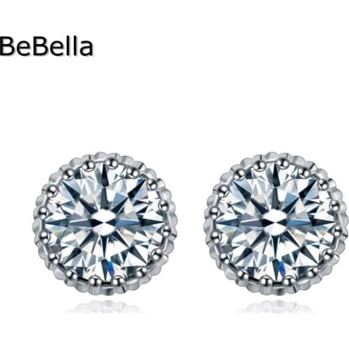 BeBella Round Shape Woman Stud Earrings Made With High Quality Zirconia For Wedding Jewelry