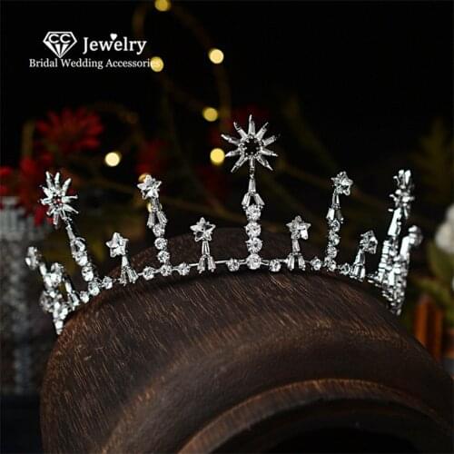 CC Tiaras and Crowns Fashion Jewelry Wedding Hair Accessories for Women Star Shape Cubic Zircon Baroque Style Headpiece HG1164