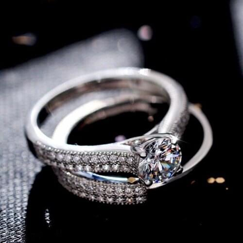 1 Pair Crystal Wedding Engagement Rings for Couples Ring for women men Valentines Day