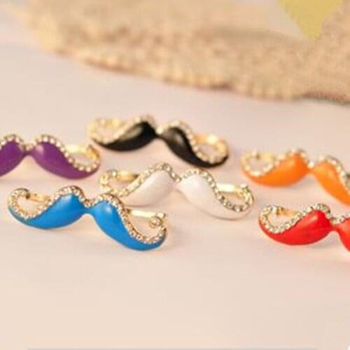 2021 Korean Version Of The Retro Fashion Exquisite Crystal Sexy Hot Color Mustache Double Finger Ring Ms