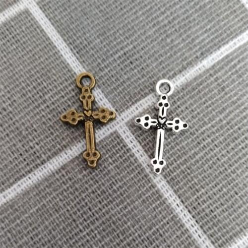 40Pcs 11x21mm Metal Vintage Cross Charms Mini All-match Pendants Accessories For Making Earrings Necklace Bracelet DIY Jewelry