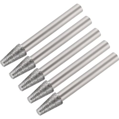 Uxcell Diamond Burrs for Carving Rotary Tool 1/4-Inch Shank 6mm Pointed 150 Grit 5 Pcs Trapezoid 8mm