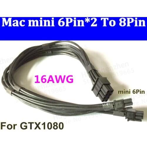 Free shipping 16AWG 37CM Dual mini 6Pin to 8Pin pcie GPU power cable for GTX1080