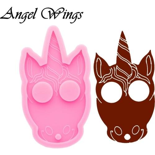 Shiny Resin Defense Unicorn Keychain Mould, KNUCKLE Heart Silicone Molds, Clay Molds , Epoxy Mold DIY Jewelry, Not sticky DY0755