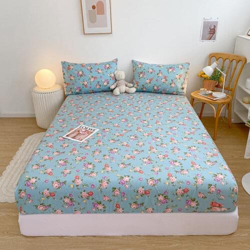 Bonenjoy 100%Cotton Fitted Bed Sheet Queen/King Size couvre lit Flower Bottom Sheet for Home Lencol Cama Casal (No Pillowcase)