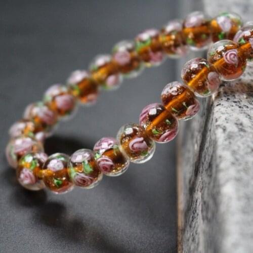 20Pieces/Lot 10mm*8mm Lampwork Glass Beads Flower Abacus Beads Brown Color for jewelry making