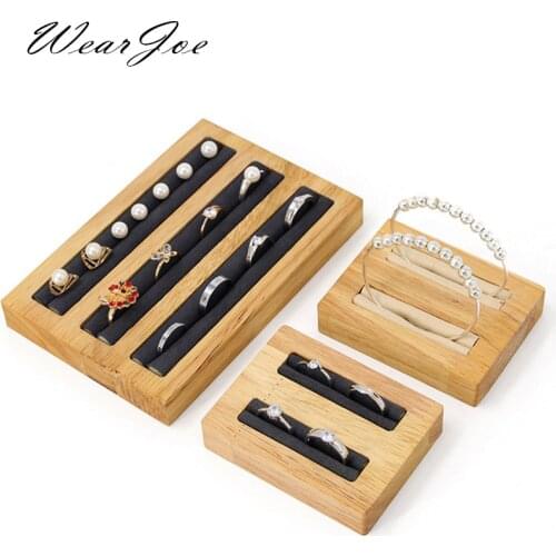 Wooden Jewelry Rings Display Stand Rack Slots Organizer Creative Wedding Ring Display Pad Holder Tools Jewelry Storage Supplies