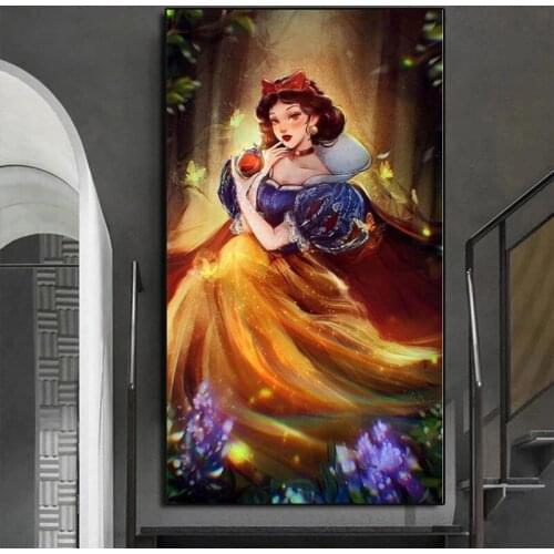 Disney Beautiful Girl Canvas Printings Anime Long Hair Princess Poster Paintings Cartoon Wall Art Painting Decorations For Home