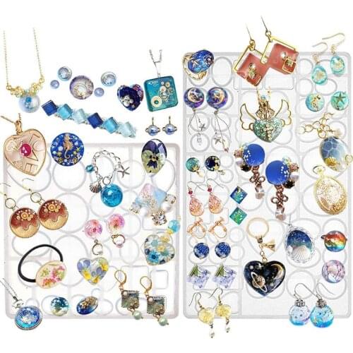 Gem Jewelry Silicone Mold Oval Teardrop Square Heart Round Shapes, for Polymer