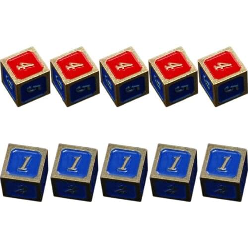 H4GF 5Pcs/Set 6 Sided Number Color Alloy Dice Party Family DIY Games Engraving Educational Toys Accessaries