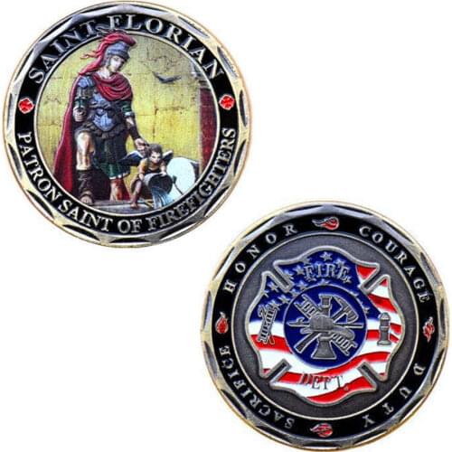 St. Florian Patron Saint Firefighters Fire Rescue Commemorative Challenge Coin Collectible Coins