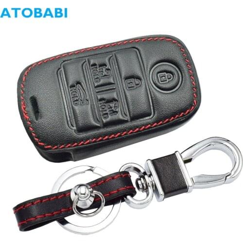 Leather Car Key Case For Kia Grand Sesona Rio 3 4 Cerato Ceed Sportage Sorento Smart Remote Control Cover Keychain Bag Accessory