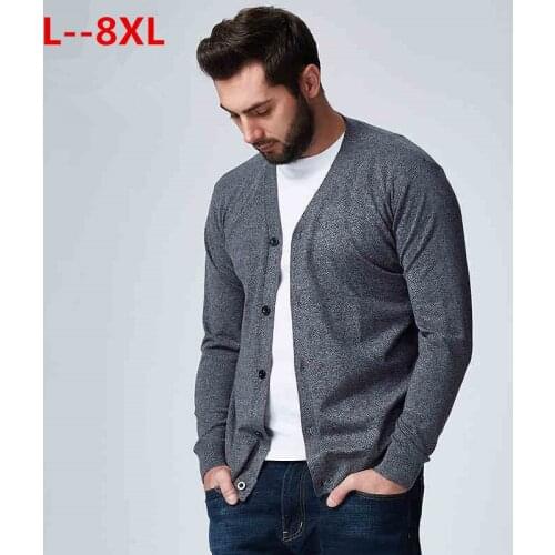 10XL 8XL 6XL 5X Autumn Men Sweater Casual Button V-neck Sweaters Long Sleeve Cotton Knit Cardigan Slim Fit Pull Homme Multicolor