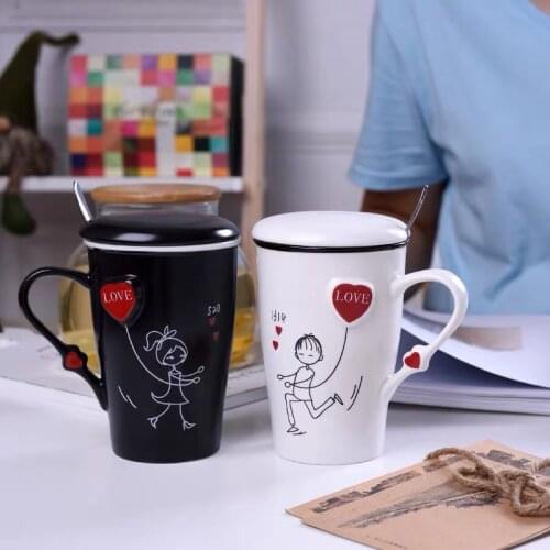 New ceramic cup embossed couple cup set 520 boys and girls for creative coffee mug wedding