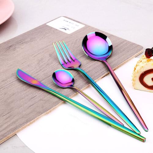24 PCS Tableware Sets Dinnerware Washing Kitchen Utensils Cutlery Dinner Knife Fork Spoons Lunch Of Dishes Complete Stainless