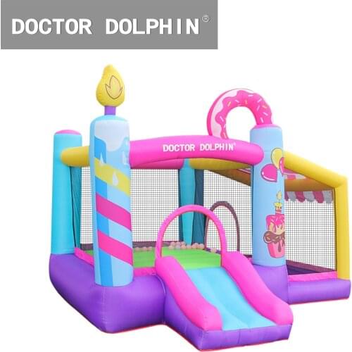 Doctor Dolphin Inflatable Birthday Bounce House Bounts Jumping Castle with Slide and Blower (2.9x2.7x2.2m)