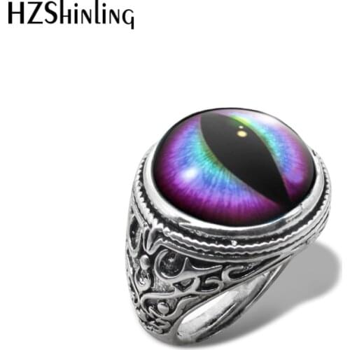 2019 New Blue And Purple Dragons Eye Rings Art Hand Craft Adjustable Ring Glass Dome Cabochon Jewelry