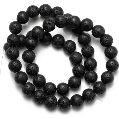 Wholesale Natural Stone Beads Black Volcanic Lava Beads 4mm 6mm 8mm 10mm 12mm Loose Beads Needlework DIY Necklace Bracelet