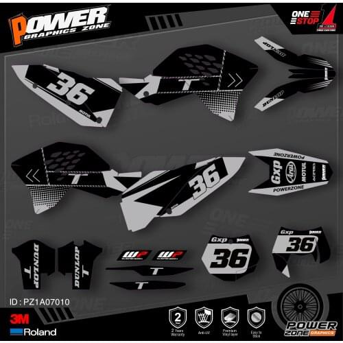 PowerZone Custom Team Graphics Backgrounds Decals 3M Stickers Kit For KTM SX SXF MX 07-10 EXC XCW Enduro 08-11 125 to 500cc 10