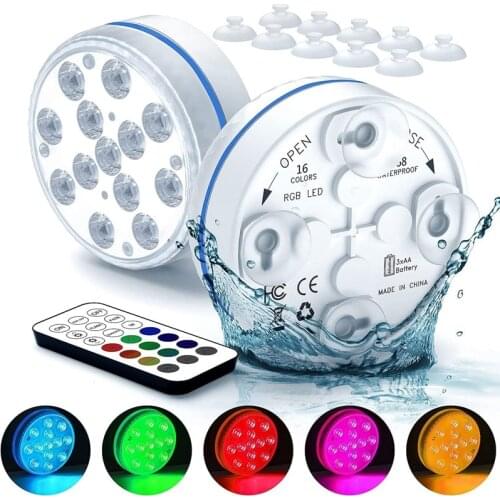 Submersible Led Lights, 16 Colors Underwater Pond Lights Pool Lights with Remote, Waterproof Magnetic Shower