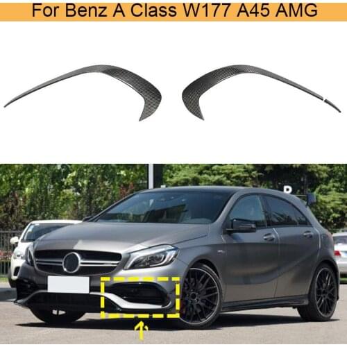 Carbon Fiber Front Bumper Fins Canards Splitters for Mercedes-Benz A Class W177 Sedan A45 AMG 2016 - 2018 Fins Blades Canards