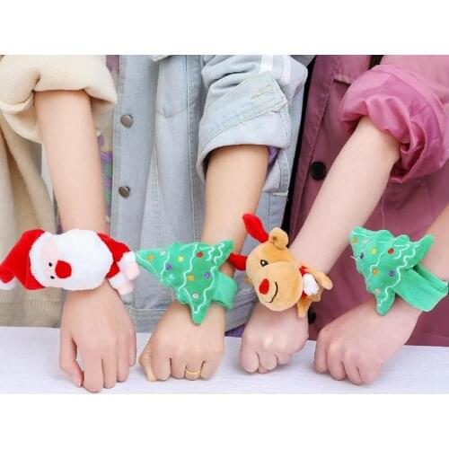 Christmas Santa Deer Hat Tree Pat Band Circle Bracelet Wristband Party Kids Gift one size fits all kids, flexible. Pat Bracelet