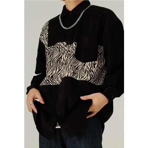 Hong Kong Hip Hop Button Shirts Men Women Fashion Casual Streetwear Dress Shirt Coats Male Hipster Leopard Shirts Tops Harajuku