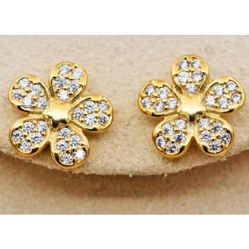 Fashion Luxury Jewelry Earrings For Women Daisy Flower Stud Earrings High Quality Zircon Gold Earrings Annivery Gift OBS2063
