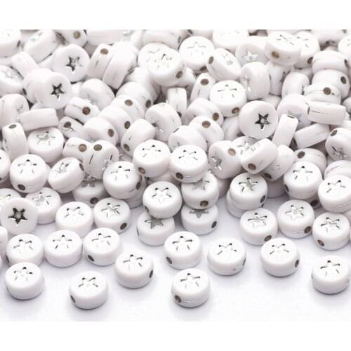 Mixed White Round Star Acrylic Beads 4x7mm Loose Letter Spacer Beads For Jewelry Making Diy Necklace Bracelet Accessories
