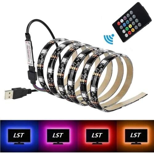 LED Strip 5050 RGB Not waterproof 30LED TV Background Lighting USB DC5V 1M 2M 3M 5M DIY Flexible LED Light.Music mini controller