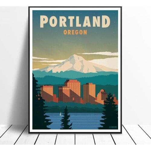 VINTAGE PORTLAND OREGON Canvas Painting Art Print Poster Picture Wall Modern Minimalist Bedroom Living Room Decoration