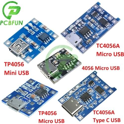 1PCS 5V 1A Micro USB 18650 Type-c Lithium Battery Charging Board Charger Module+Protection Dual Functions TP4056 18650 TC4056A