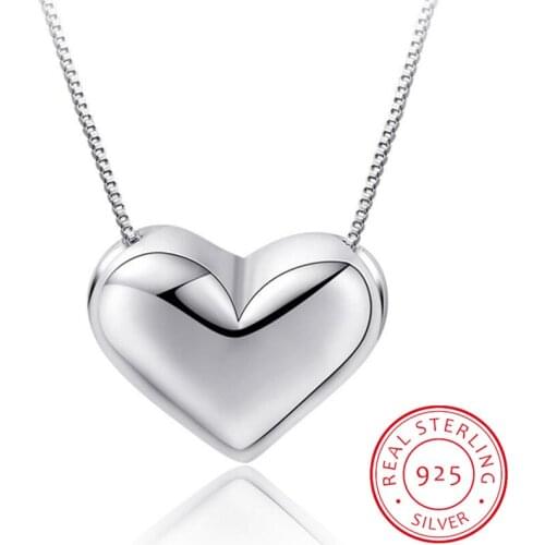 New Arrivals 925 Sterling Silver Love Heart Necklaces for Women Wedding Jewelry Long Necklaces Statement Jewelry