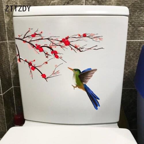 ZTTZDY 23.9CM×23.9CM Plum Blossom Branch Asuka Classical Wall Stickers Creative Toilet Decor T2-0774