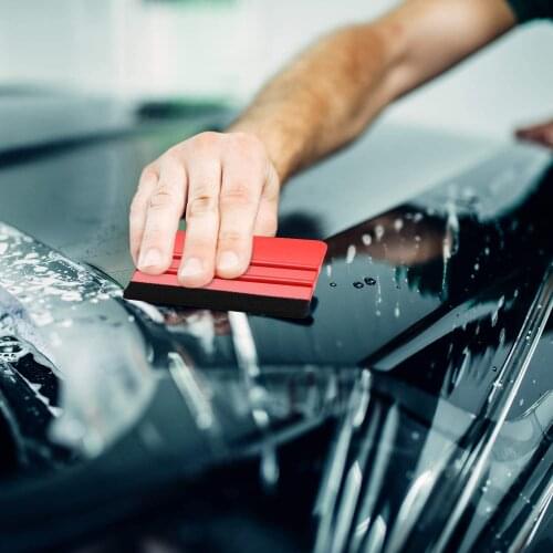 1pc Auto Styling Vinyl Carbon Fiber Window Ice Remover Cleaning Wash Car Scraper With Felt Squeegee Tool Film Wrapping 10x8cm