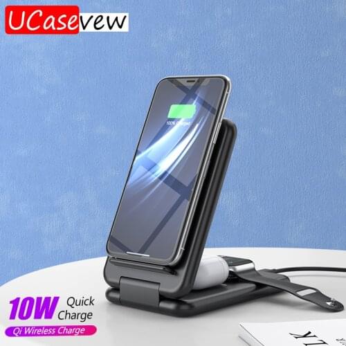 10W Qi Wireless Charger Stand For iPhone 12 11 Pro XS MAX Apple Watch 6 5 4 3 Samsung S20 S21 Fast Charging Holder Phone Charger