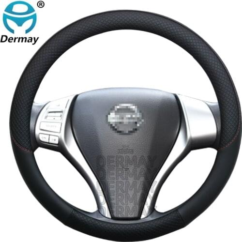 100% DERMAY Brand Leather Sport Car Steering Wheel Cover for Nissan Terrano I II Auto Accessories