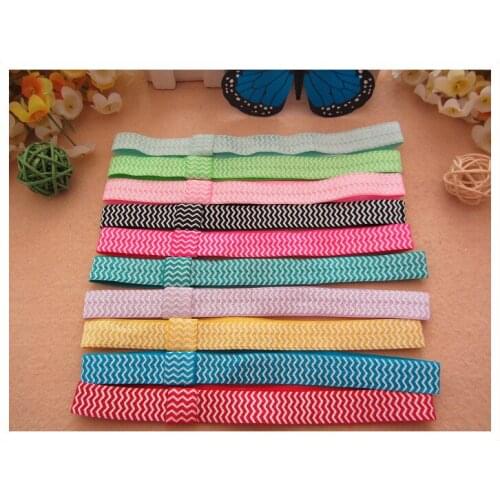 100 pcs/lot , CHEVRON Stripes Foldover Elastic Interchangeable Headbands - You Pick Color