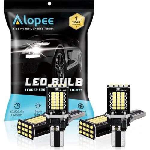 4-Pack T15 912 W16W 921 48 SMD White Error Free LED Bulbs for Car Backup Reverse Lights, High Mount/3rd Brake Lights 9V-18V DC