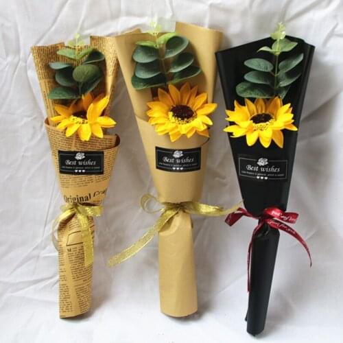 Soap Simulation Sunflower Bouquet Gift Teachers day Fathers Mothers day eternal flower Wedding Holding Flower Home Decor, 1PC