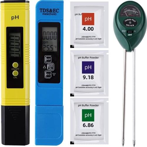 Digital Water Tester PH Meter & TDS Meter EC Meter and Temperature (3-in-1) Soil PH Tester for water and Garden 3 Pack for a Set