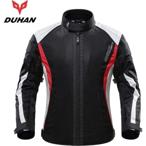 DUHAN Summer Motorcycle Jacket Mesh Breathable Jacket Moto Protective Gear Racing Reflective Oxford Clothing With 5pcs pads