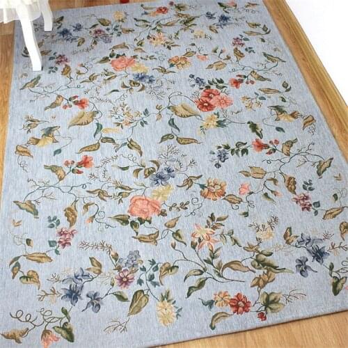 European Carpets For Living Room Flower Pastoral Style Bedroom Carpet Bedside Office Rugs Chair Floor Anti-Slip Mats Rug Study