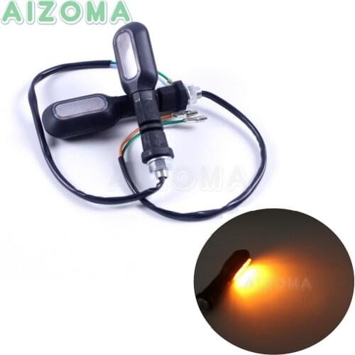 Pair Flexible Turn Signal Lights Universal Bendable Amber Blinker Indicators Lamp For 10mm Hole Motorcycle Scooters Trike ATV