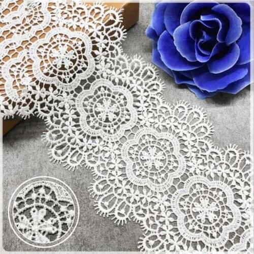 GXINUG 1 yard 11.5cm Water Soluble Flower Lace Eyelash Trim Ribbon Dress Applique Embroidered DIY Sewing Craft