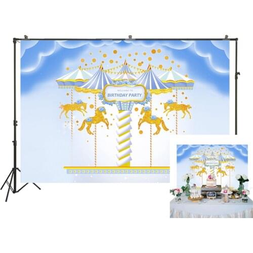 HUAYI Photography Backdrop Birthday Party Desserts Cake Table Decor Photo Background Carousel Baby Shower BackdropW-3381