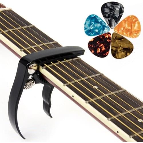 Kmise Classic&Electric Guitar Capo Acoustic Stainless Steel with 6 Picks Musical Instrument Accessories
